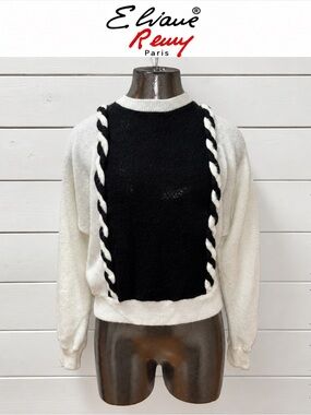 ÉLIANE REMY PARIS – Vintage Black & Cream Sweater – Estimated Size S
